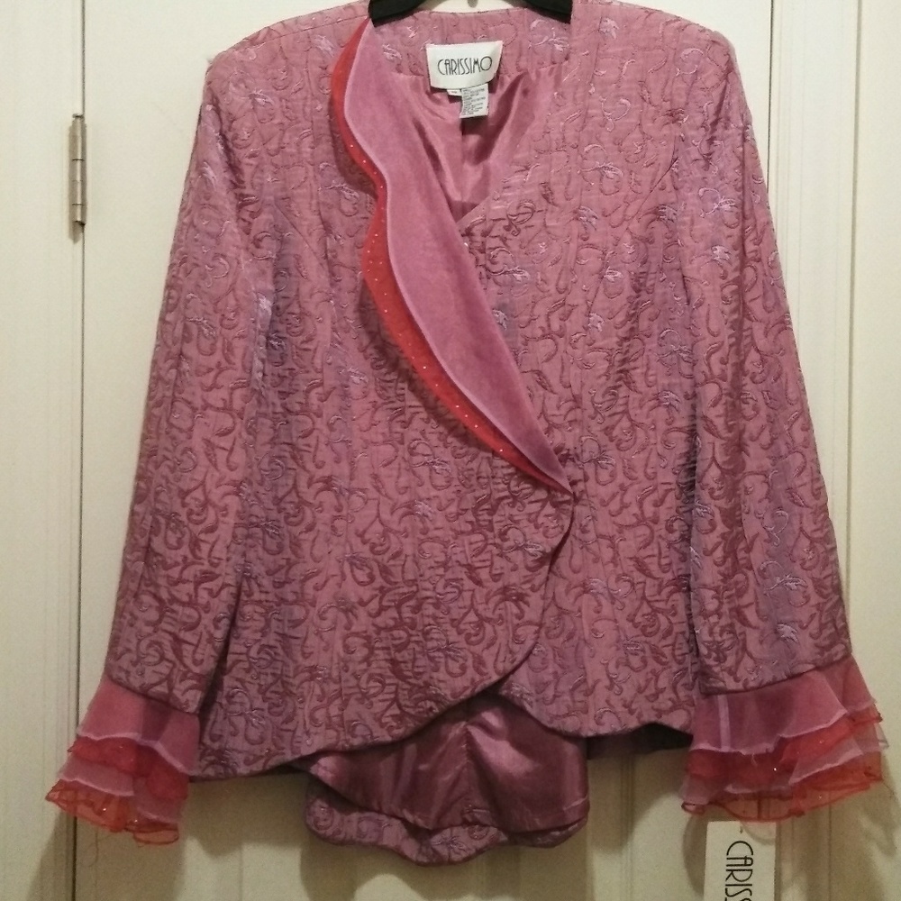 NWT Carissimo 2 Piece Burgundy and Grey Skirt Suit